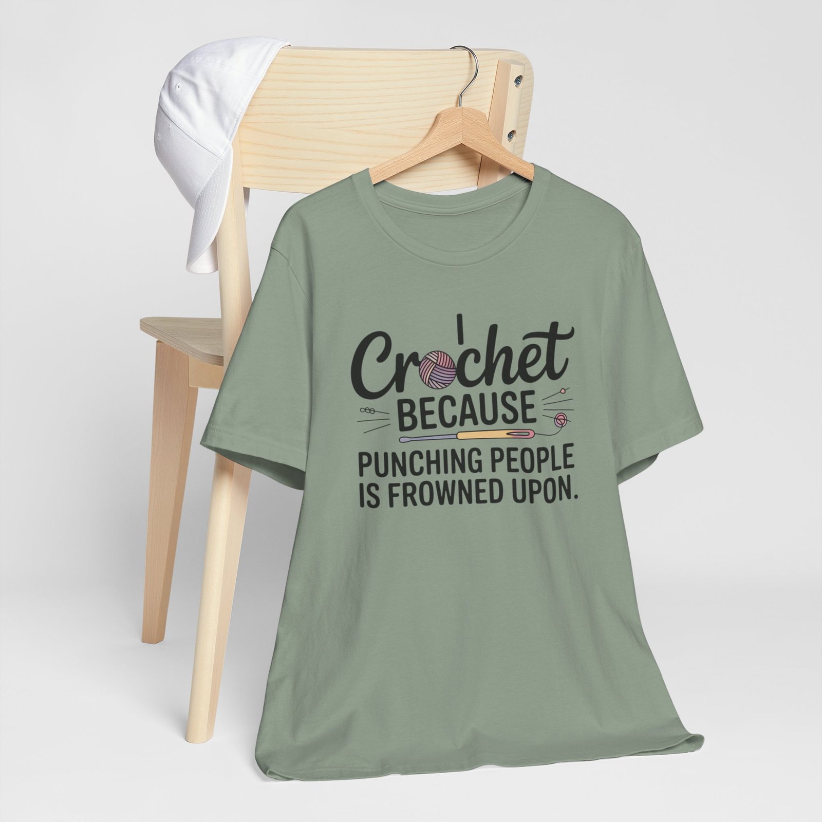 “i crochet because punching people is frowned upon” t shirt “i crochet because punching people is frowned upon” t shirt