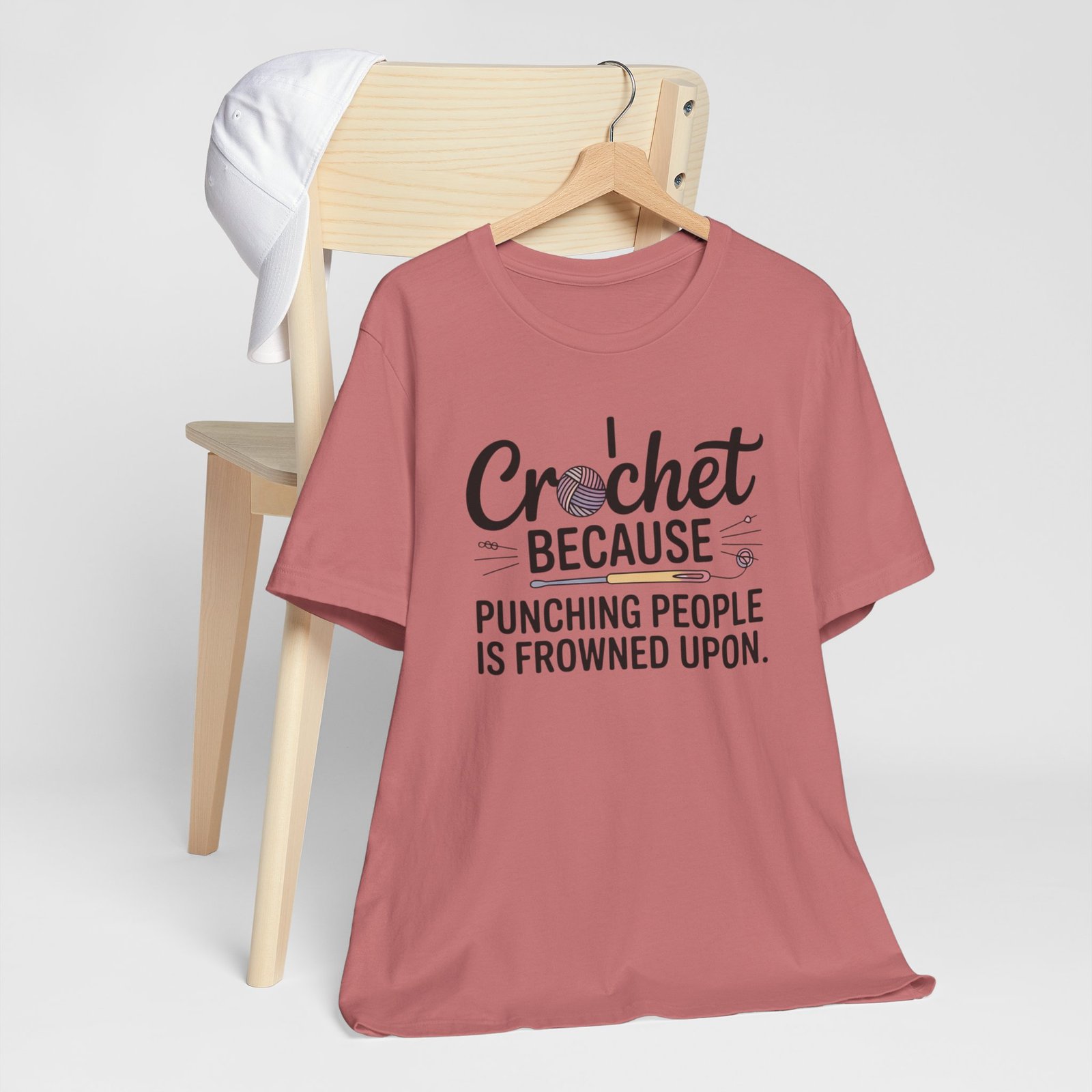 “i crochet because punching people is frowned upon” t shirt “i crochet because punching people is frowned upon” t shirt