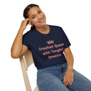 crochet queen t‑shirt for women – 100% combed cotton premium tee, soft regular fit crewneck, yarn lover gift (option 2)