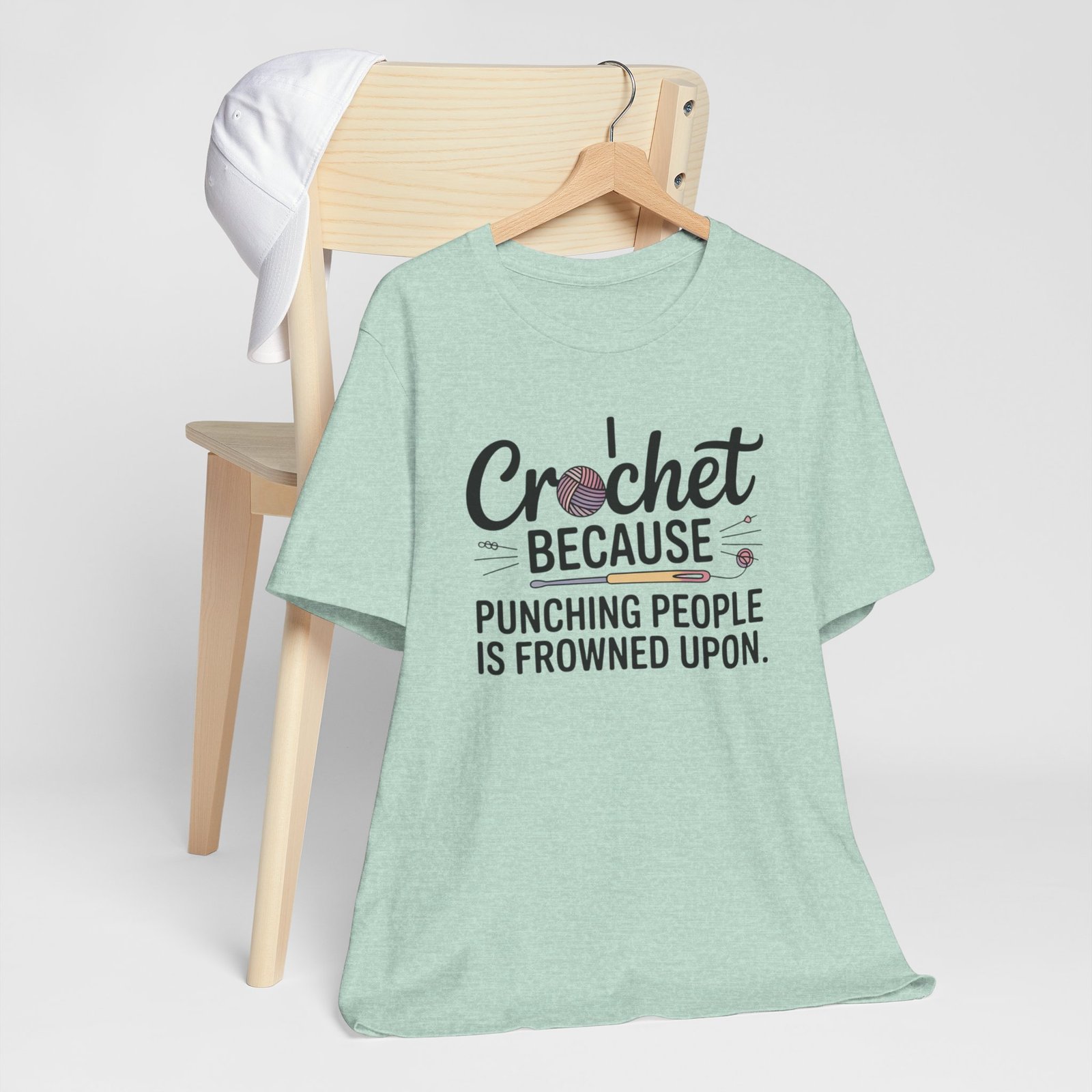 “i crochet because punching people is frowned upon” t shirt “i crochet because punching people is frowned upon” t shirt