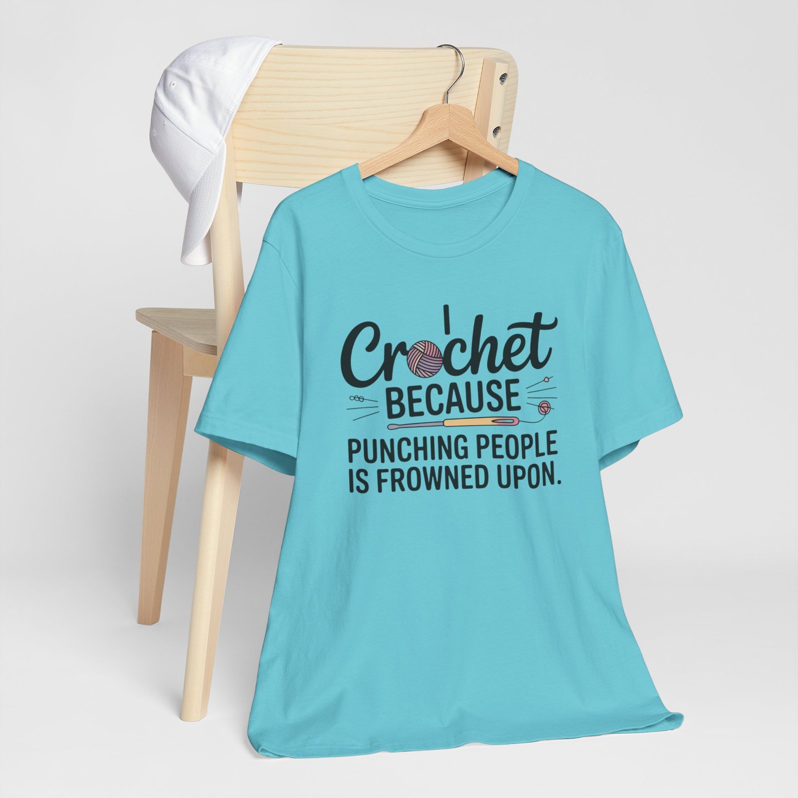 “i crochet because punching people is frowned upon” t shirt “i crochet because punching people is frowned upon” t shirt