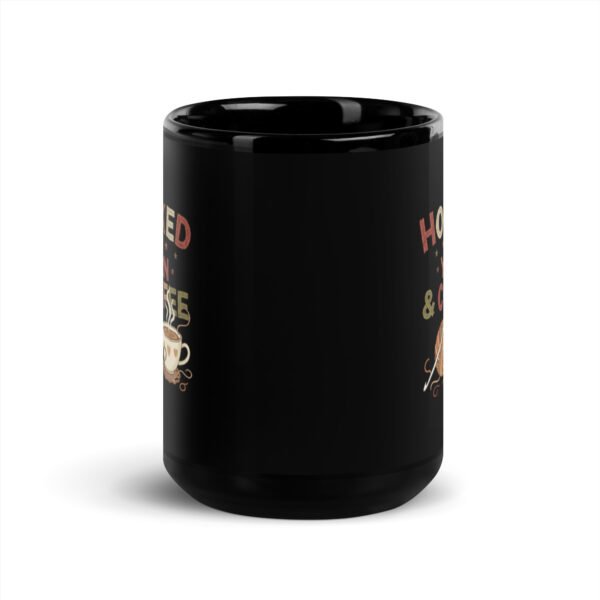 “hooked on yarn and coffee” mug – funny crochet quote cup for yarn lovers black glossy mug