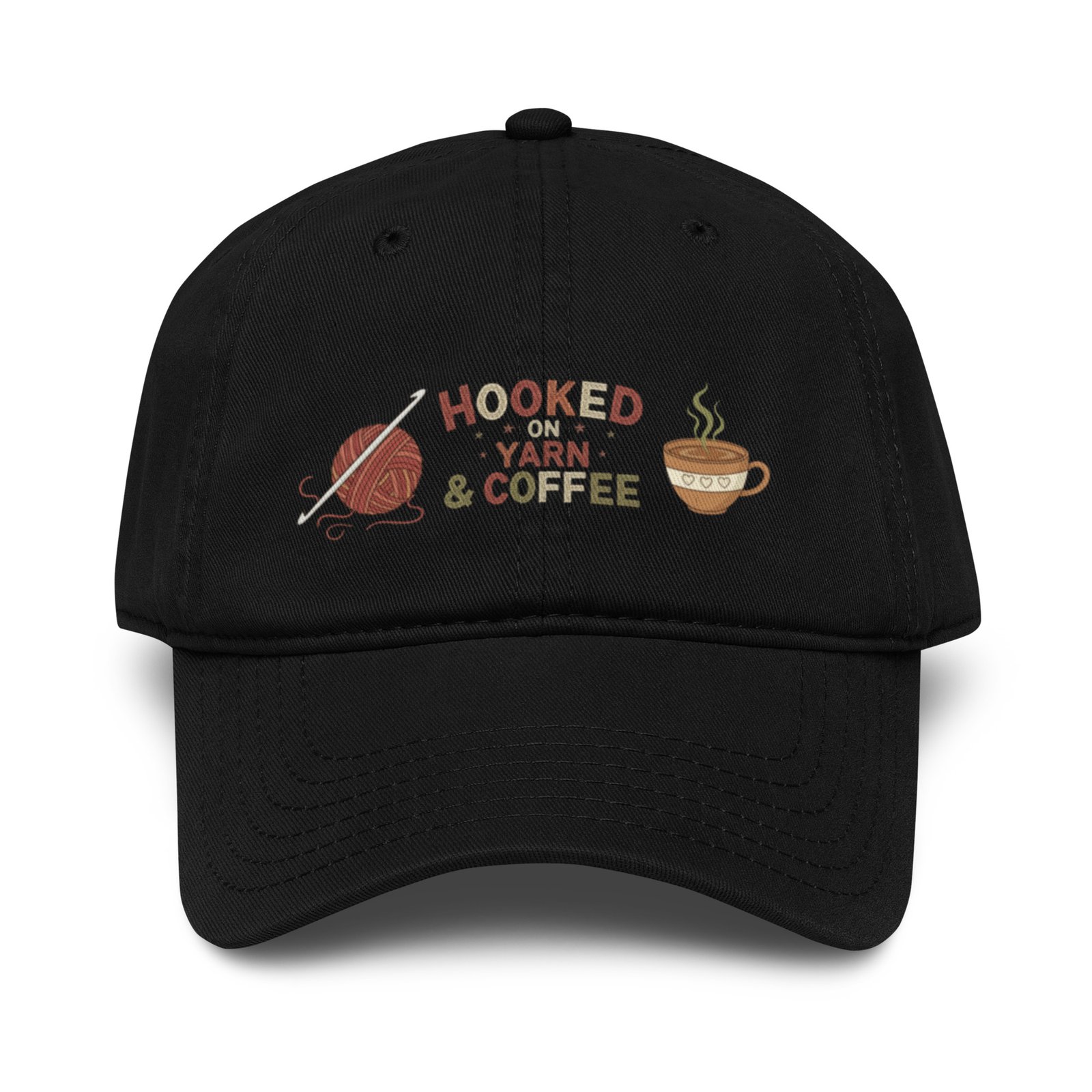 hooked on yarn and coffee hat – cozy crochet lover garment washed baseball cap hooked on yarn and coffee hat – cozy crochet lover garment washed baseball cap