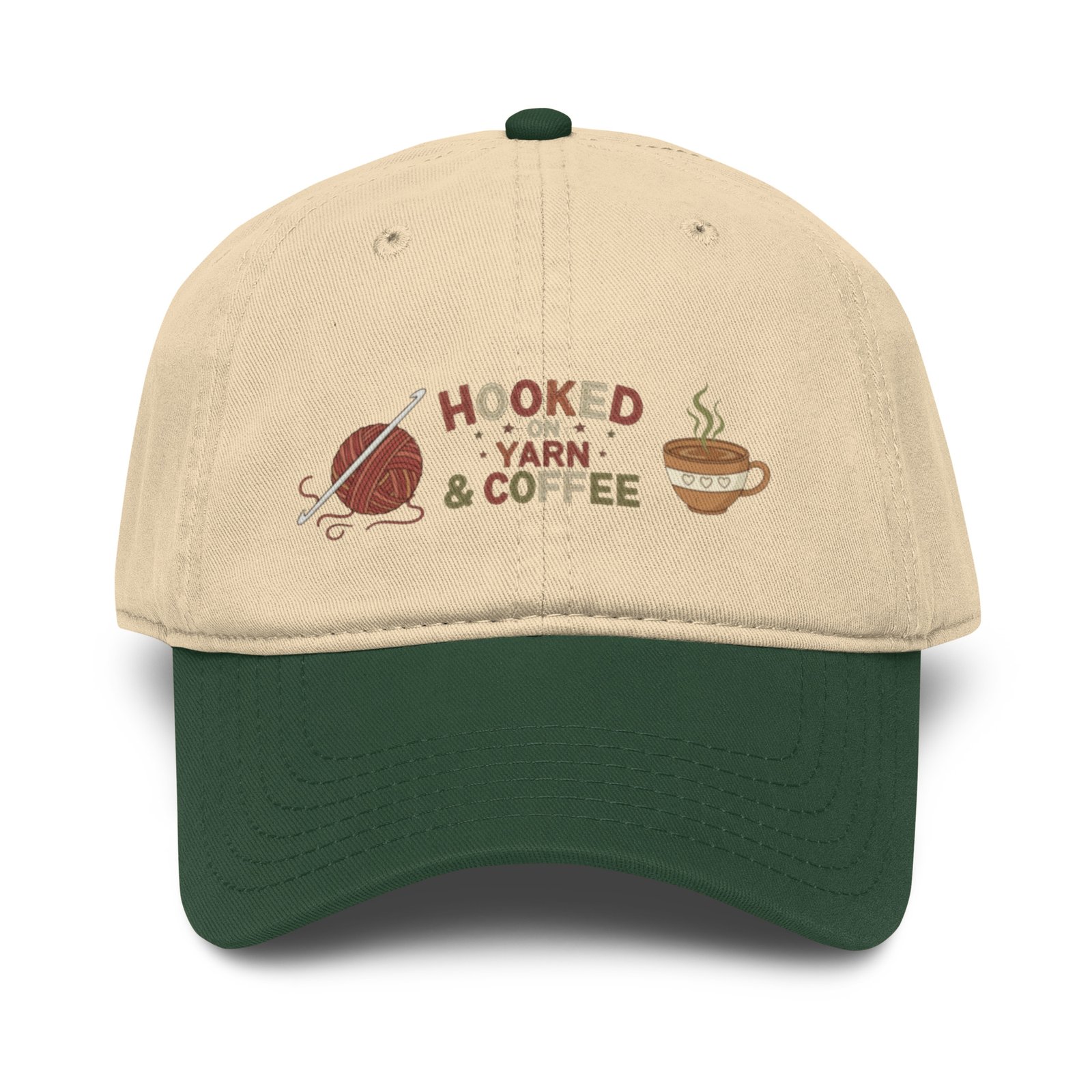 hooked on yarn and coffee hat – cozy crochet lover garment washed baseball cap hooked on yarn and coffee hat – cozy crochet lover garment washed baseball cap