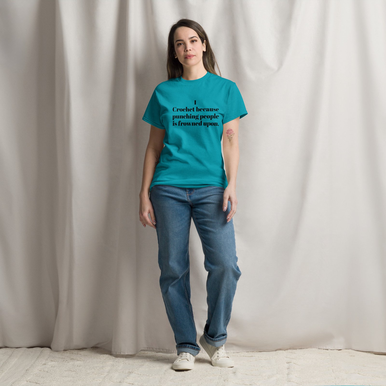 “i crochet because punching people is frowned upon” t shirt “i crochet because punching people is frowned upon” t shirt