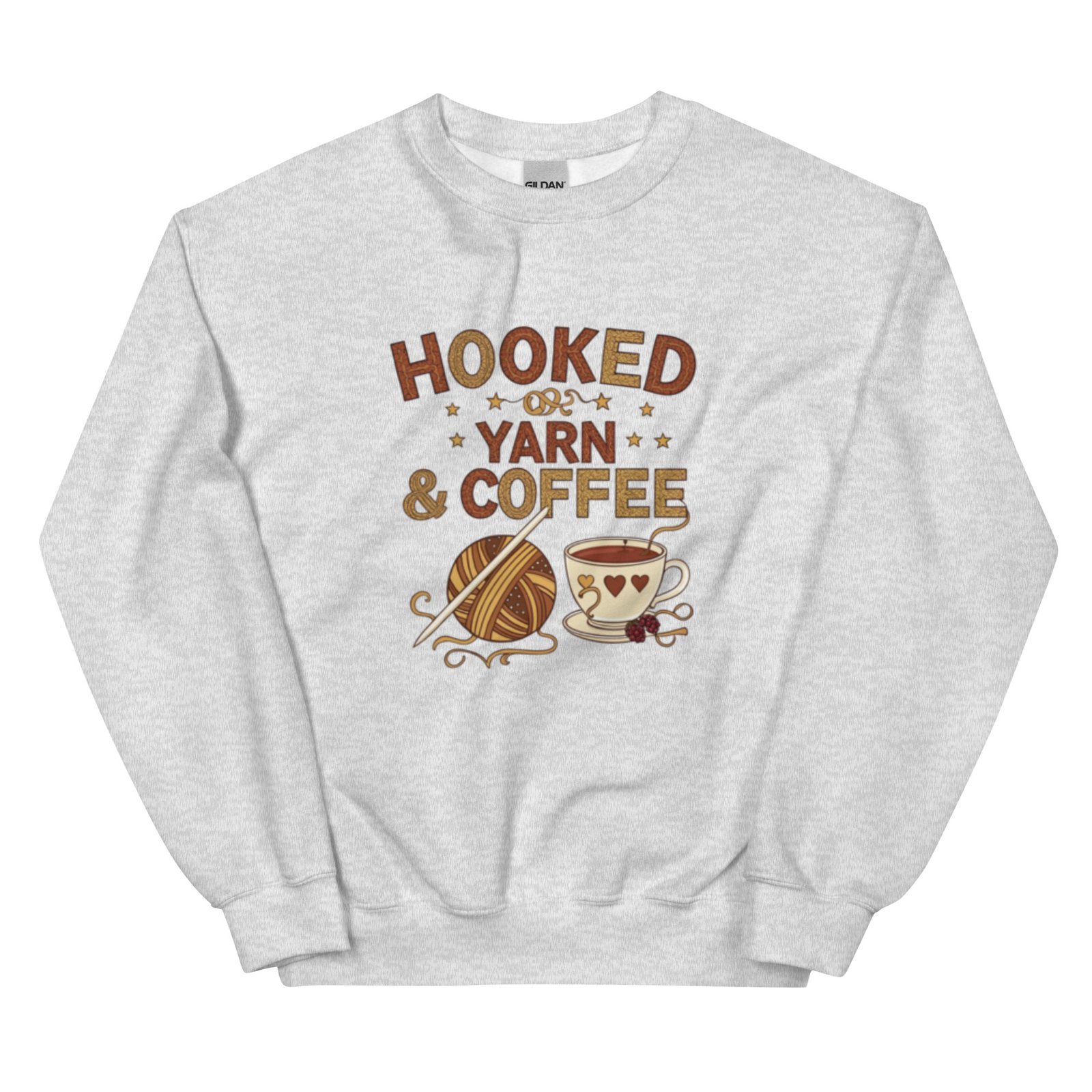 “hooked on yarn and coffee” sweatshirt – cozy crochet quote pullover for yarn lovers “hooked on yarn and coffee” sweatshirt – cozy crochet quote pullover for yarn lovers