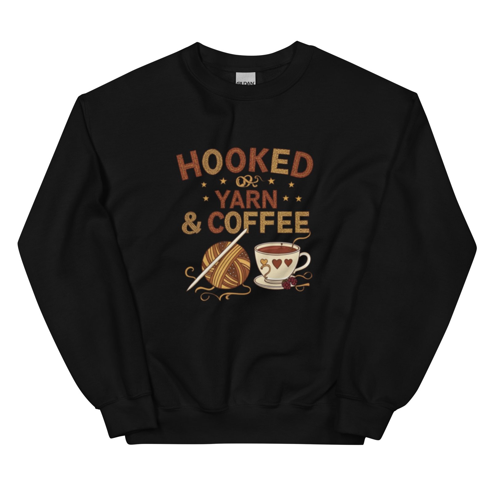 “hooked on yarn and coffee” sweatshirt – cozy crochet quote pullover for yarn lovers “hooked on yarn and coffee” sweatshirt – cozy crochet quote pullover for yarn lovers