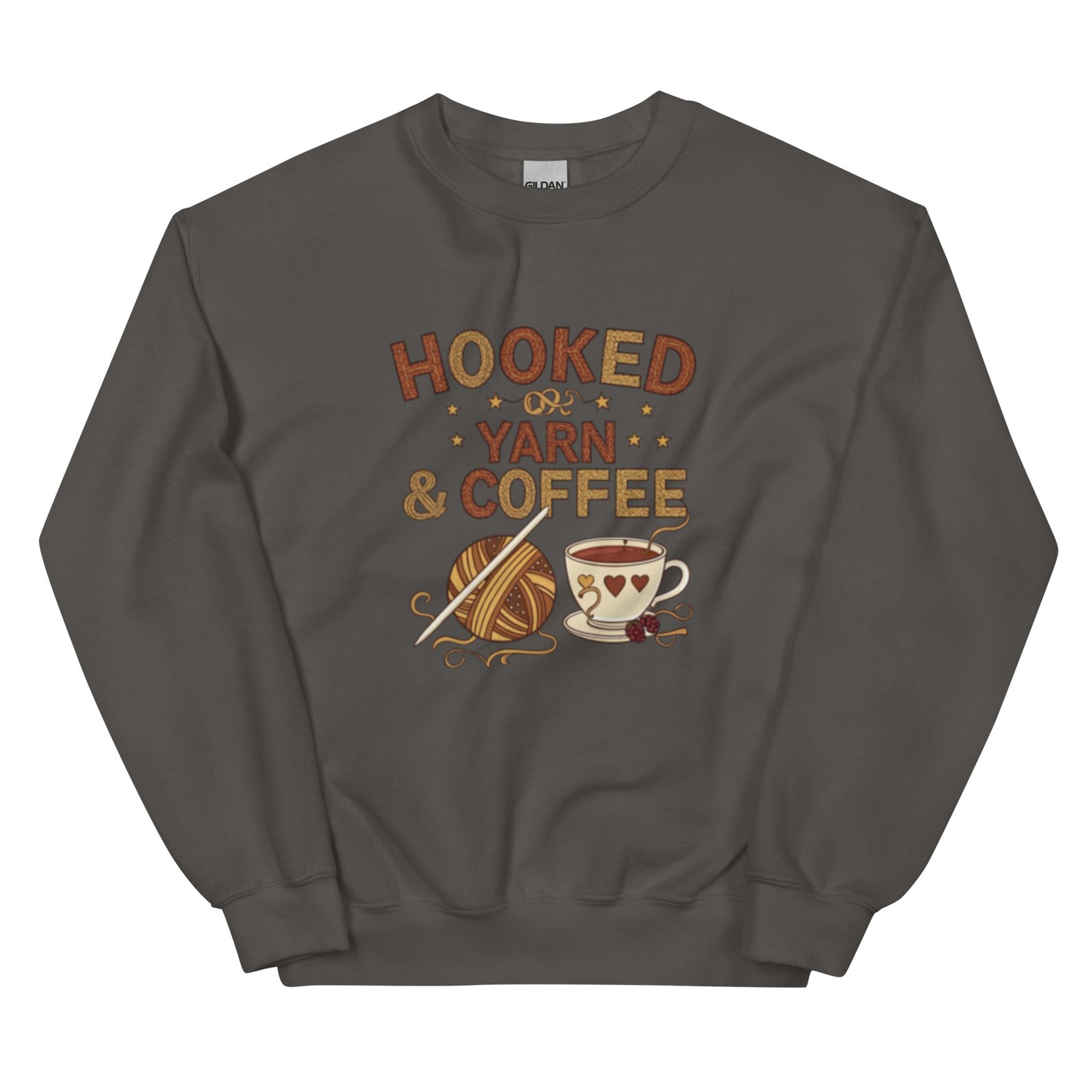 “hooked on yarn and coffee” sweatshirt – cozy crochet quote pullover for yarn lovers “hooked on yarn and coffee” sweatshirt – cozy crochet quote pullover for yarn lovers
