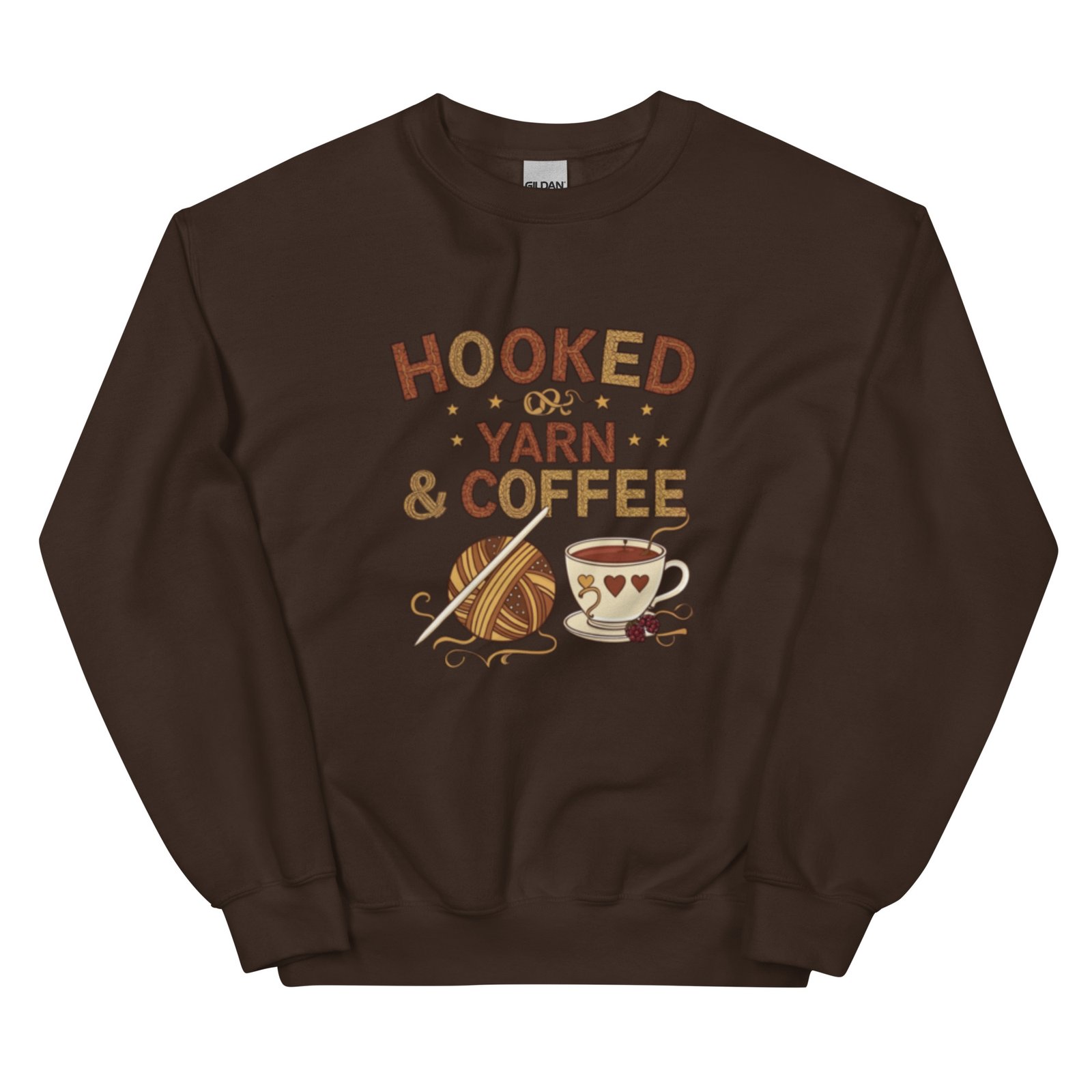 “hooked on yarn and coffee” sweatshirt – cozy crochet quote pullover for yarn lovers “hooked on yarn and coffee” sweatshirt – cozy crochet quote pullover for yarn lovers