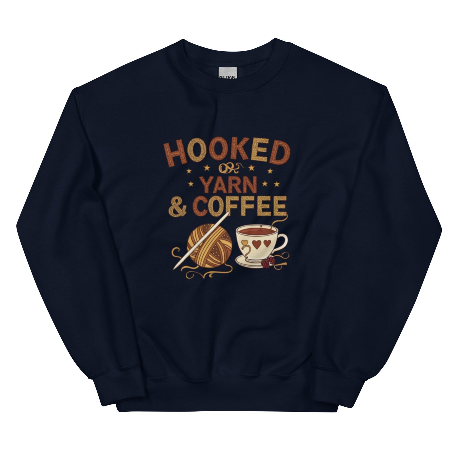“hooked on yarn and coffee” sweatshirt – cozy crochet quote pullover for yarn lovers “hooked on yarn and coffee” sweatshirt – cozy crochet quote pullover for yarn lovers