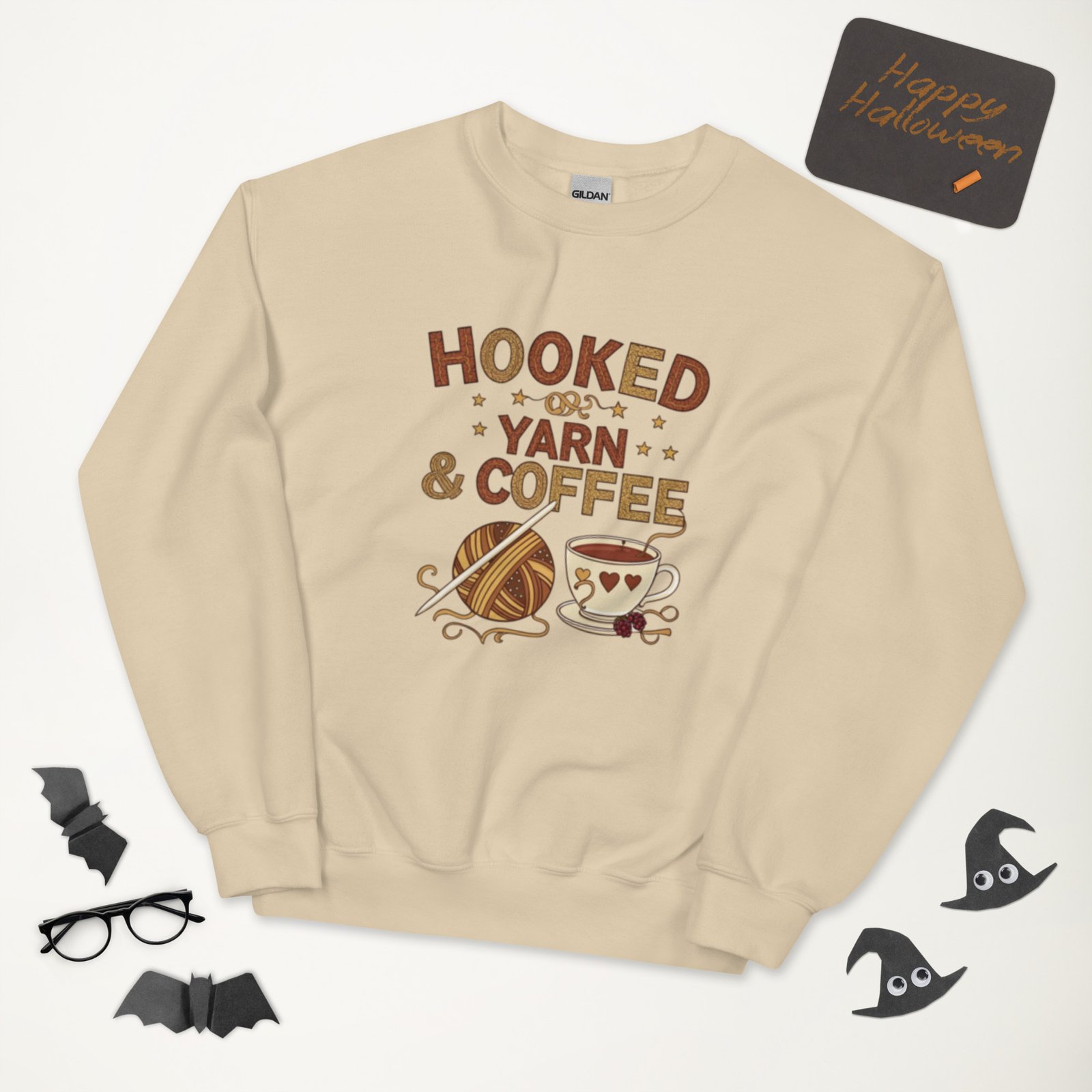 “hooked on yarn and coffee” sweatshirt – cozy crochet quote pullover for yarn lovers “hooked on yarn and coffee” sweatshirt – cozy crochet quote pullover for yarn lovers