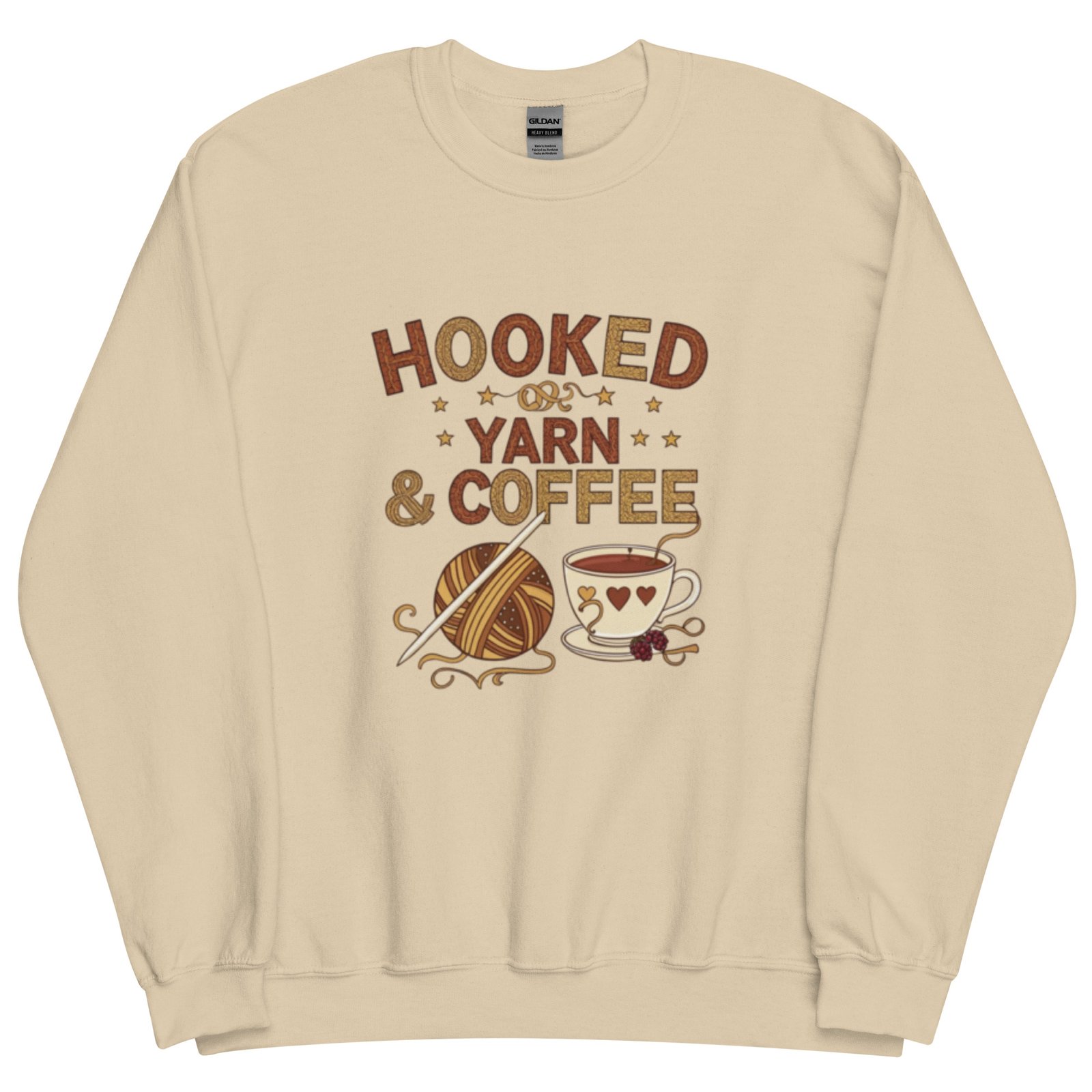 “hooked on yarn and coffee” sweatshirt – cozy crochet quote pullover for yarn lovers “hooked on yarn and coffee” sweatshirt – cozy crochet quote pullover for yarn lovers