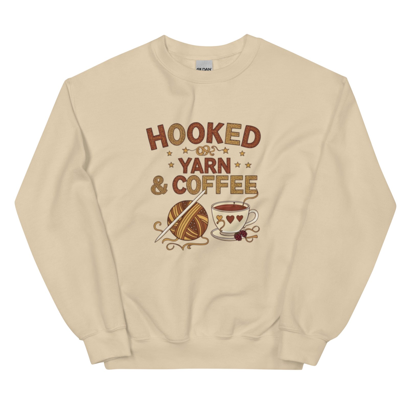 “hooked on yarn and coffee” sweatshirt – cozy crochet quote pullover for yarn lovers “hooked on yarn and coffee” sweatshirt – cozy crochet quote pullover for yarn lovers