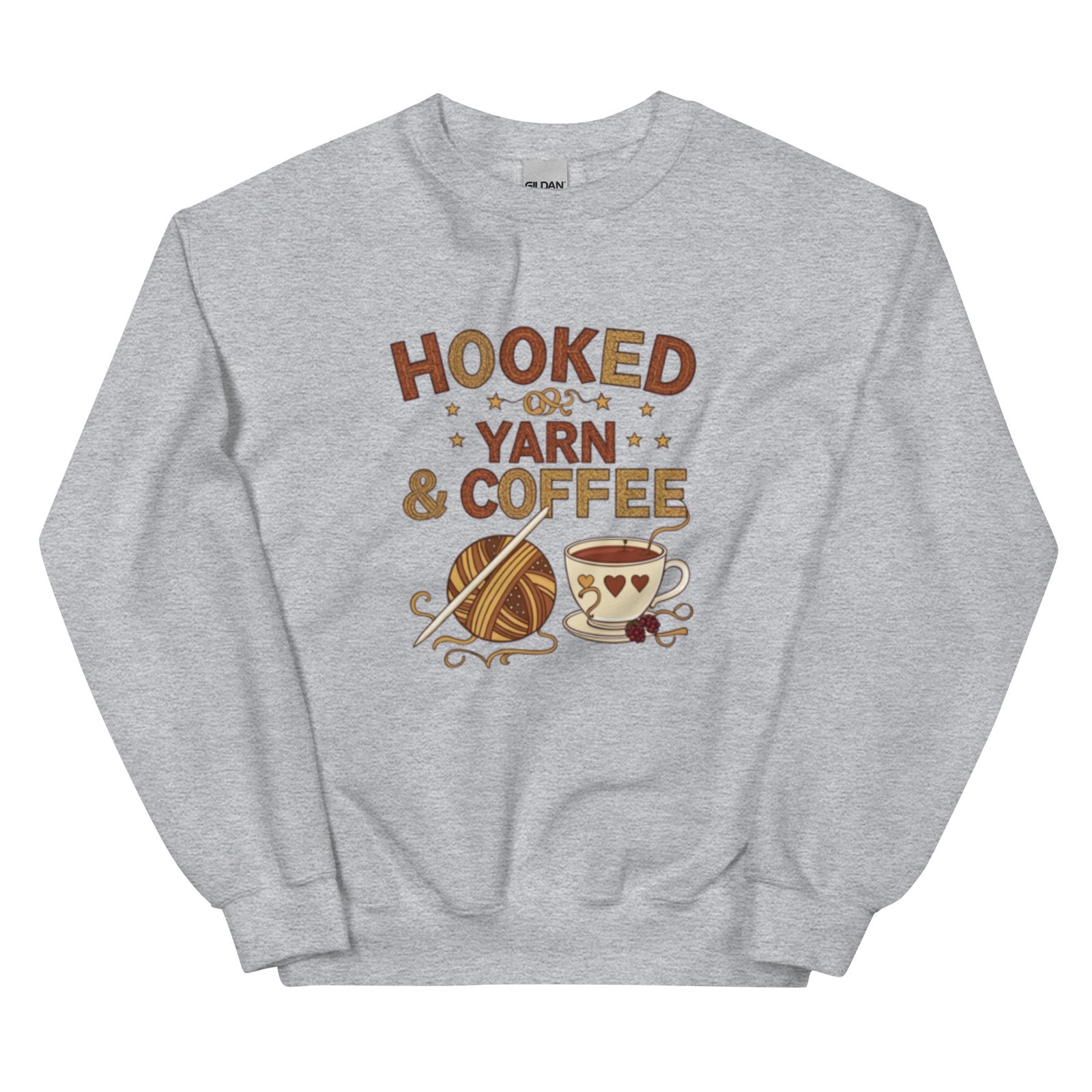 “hooked on yarn and coffee” sweatshirt – cozy crochet quote pullover for yarn lovers “hooked on yarn and coffee” sweatshirt – cozy crochet quote pullover for yarn lovers