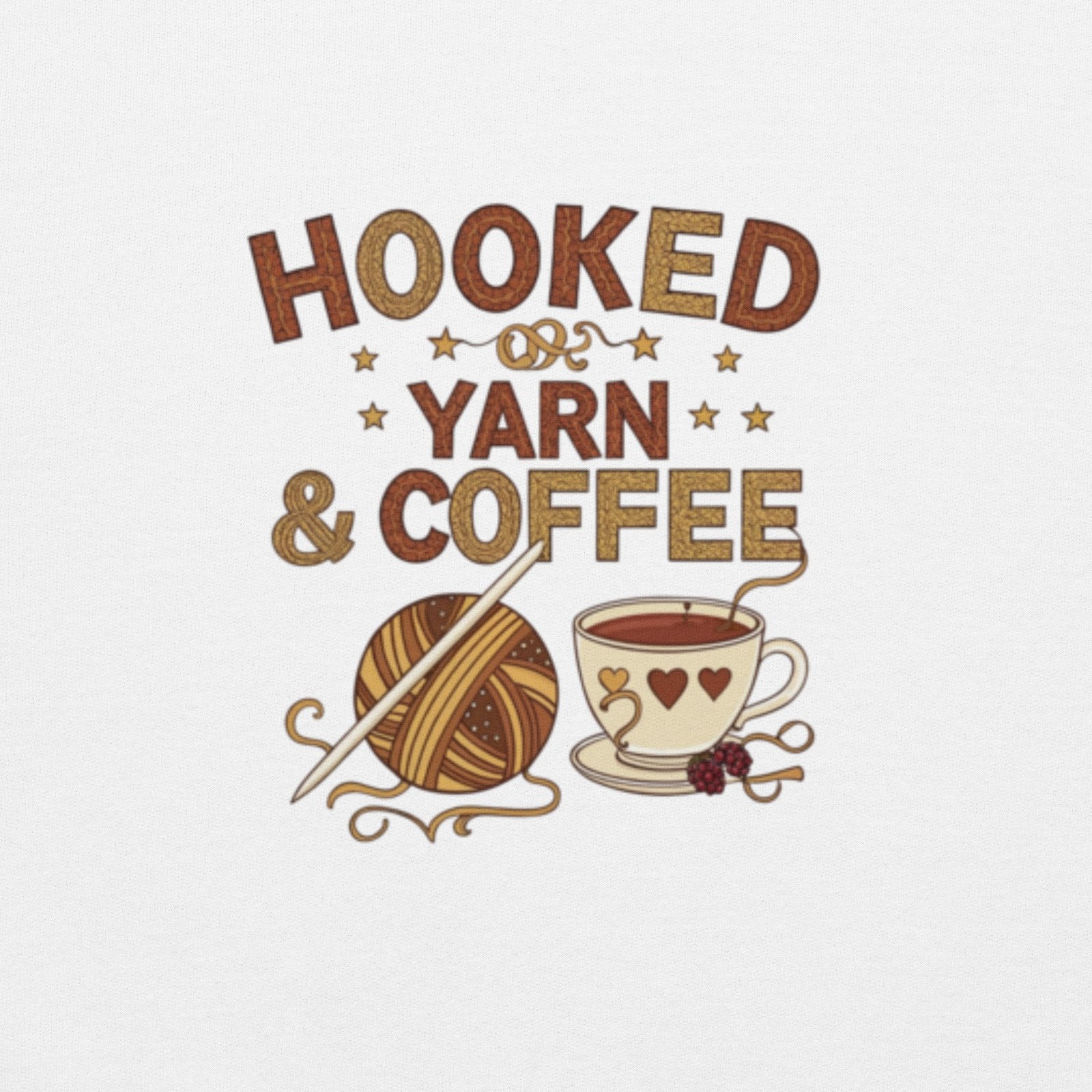 “hooked on yarn and coffee” sweatshirt – cozy crochet quote pullover for yarn lovers “hooked on yarn and coffee” sweatshirt – cozy crochet quote pullover for yarn lovers