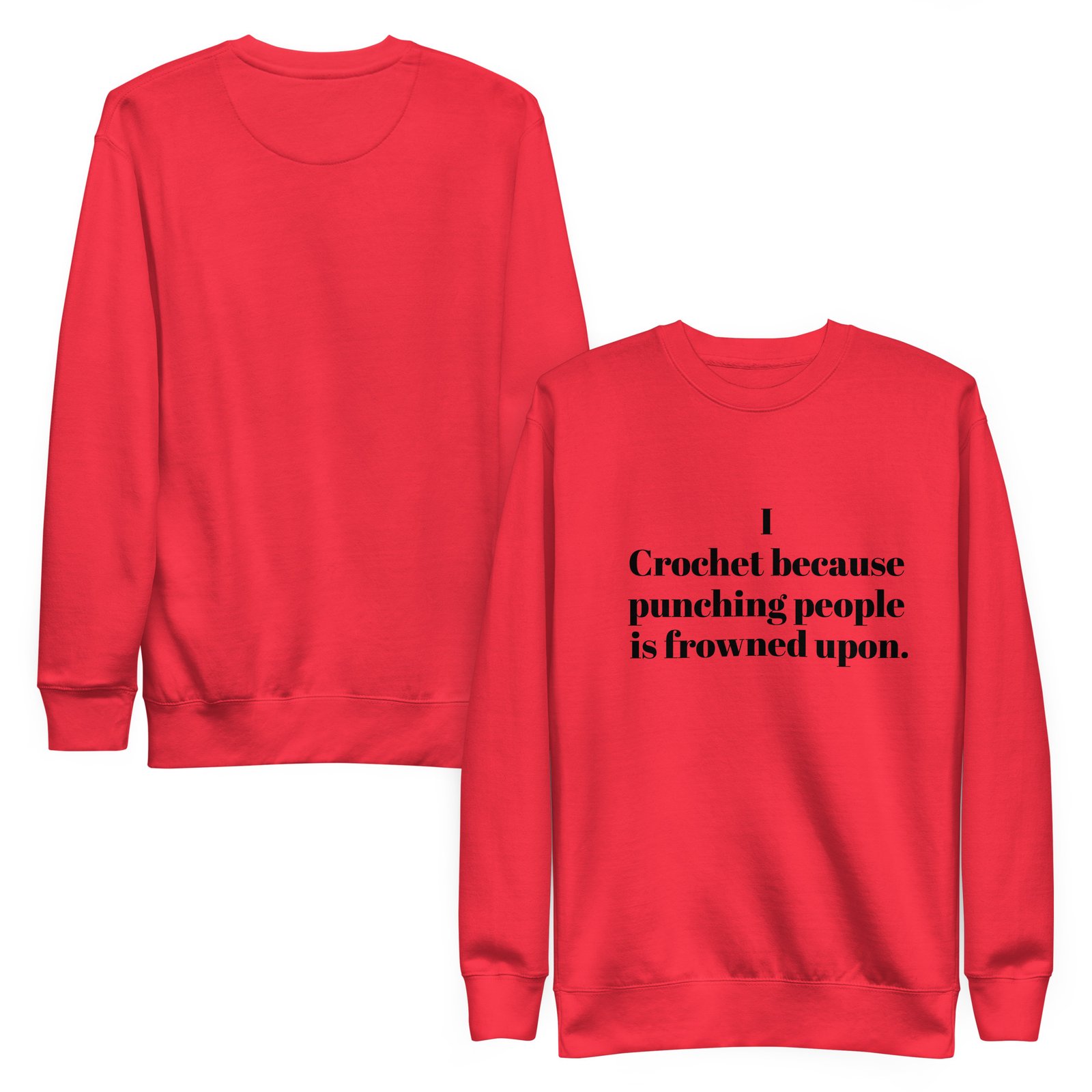 “i crochet because punching people is frowned upon” hoodie or sweatshirt – funny crochet quote apparel for yarn lovers “i crochet because punching people is frowned upon” hoodie or sweatshirt – funny crochet quote apparel for yarn lovers