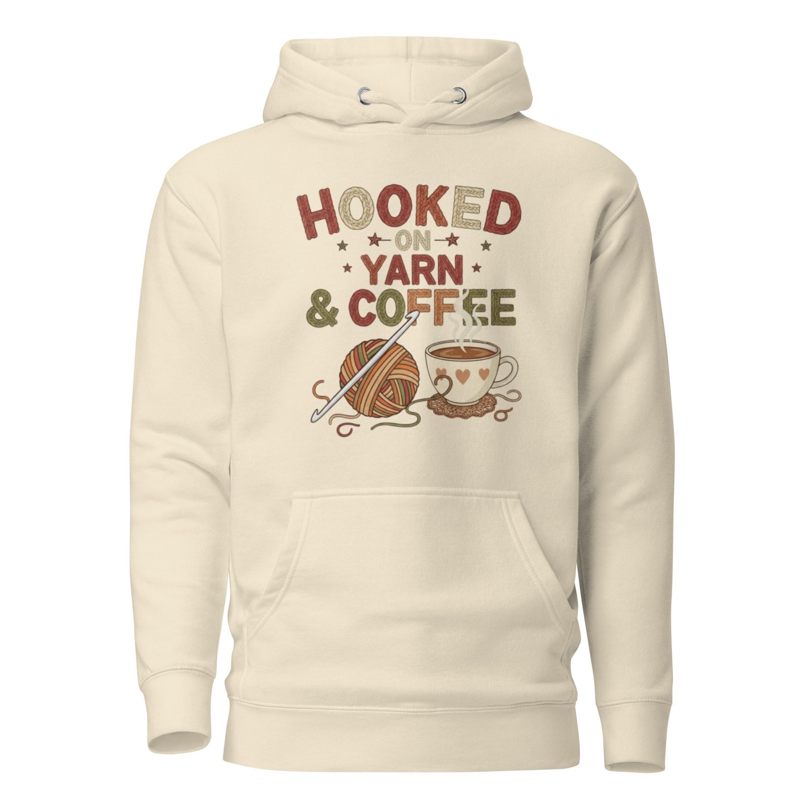 “hooked on yarn and coffee” sweatshirt – cozy crochet quote unisex hoodie for yarn lovers “hooked on yarn and coffee” sweatshirt – cozy crochet quote unisex hoodie for yarn lovers