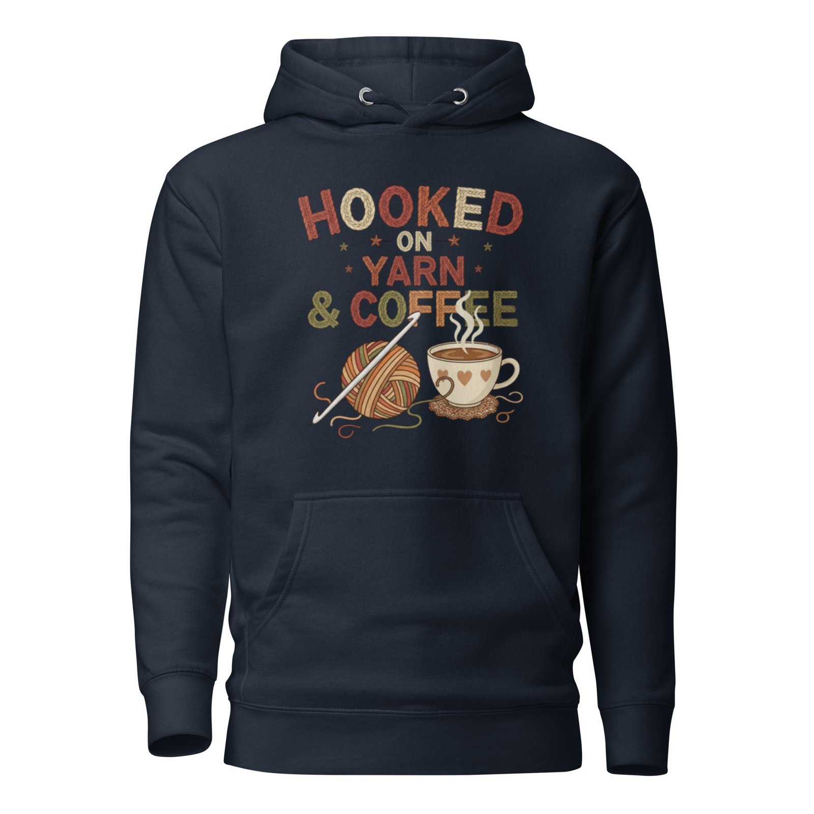 “hooked on yarn and coffee” sweatshirt – cozy crochet quote unisex hoodie for yarn lovers “hooked on yarn and coffee” sweatshirt – cozy crochet quote unisex hoodie for yarn lovers