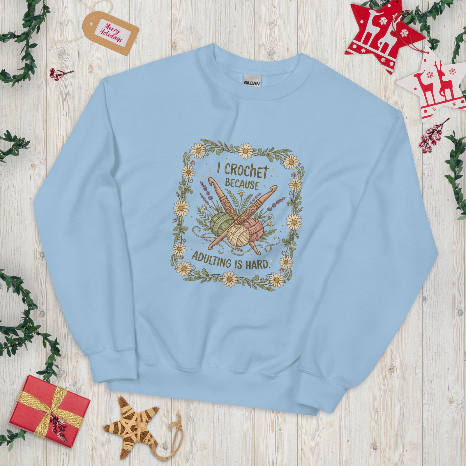 “i crochet because adulting is hard” unisex sweatshirt – cozy classic crewneck “i crochet because adulting is hard” unisex sweatshirt – cozy classic crewneck