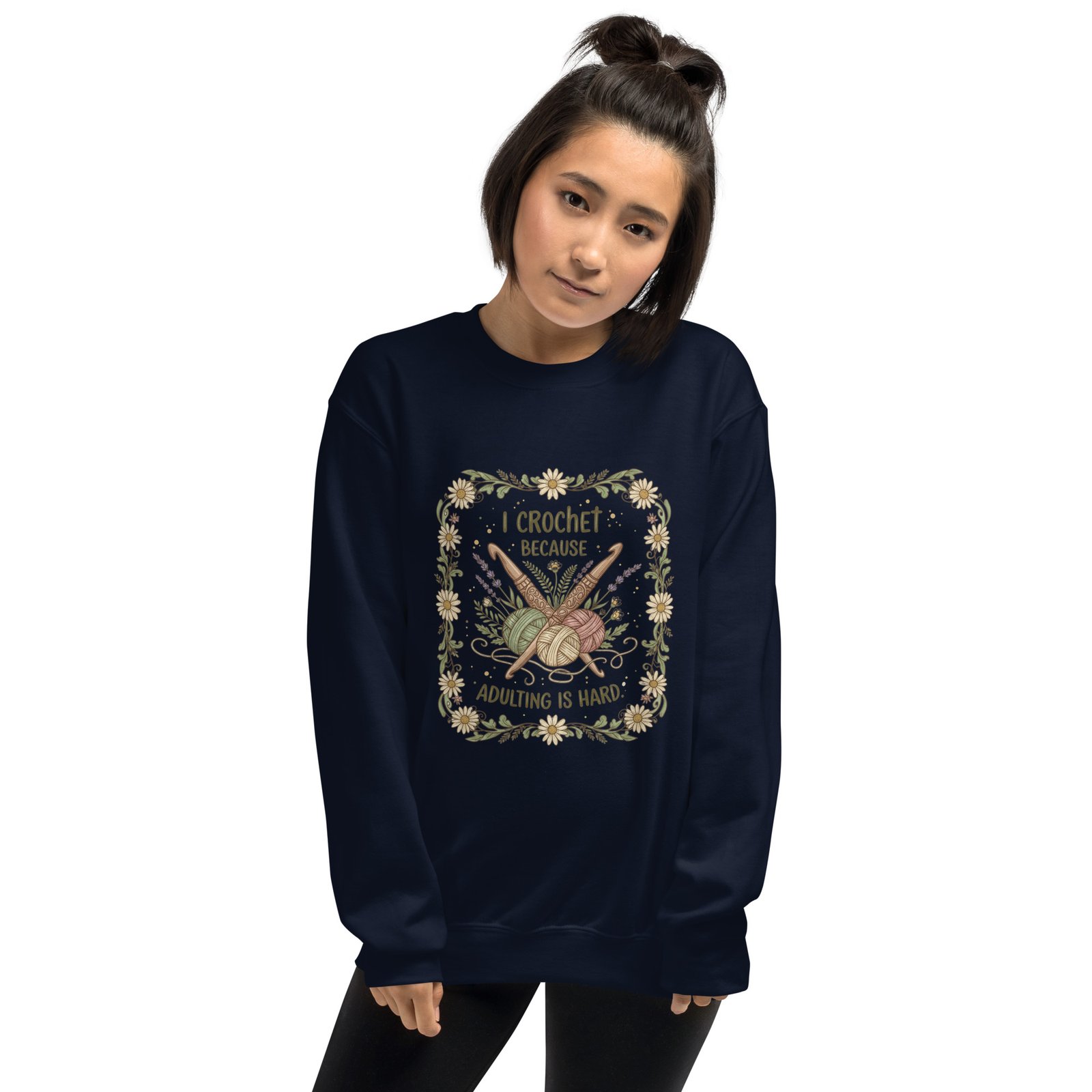 “i crochet because adulting is hard” unisex sweatshirt – cozy classic crewneck “i crochet because adulting is hard” unisex sweatshirt – cozy classic crewneck