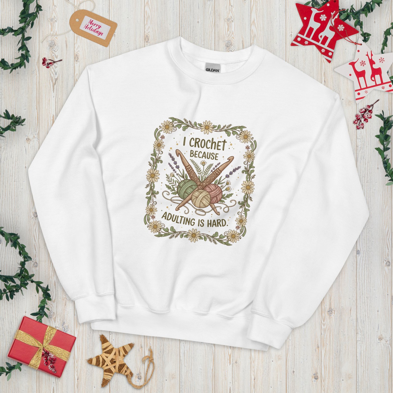 “i crochet because adulting is hard” unisex sweatshirt – cozy classic crewneck “i crochet because adulting is hard” unisex sweatshirt – cozy classic crewneck