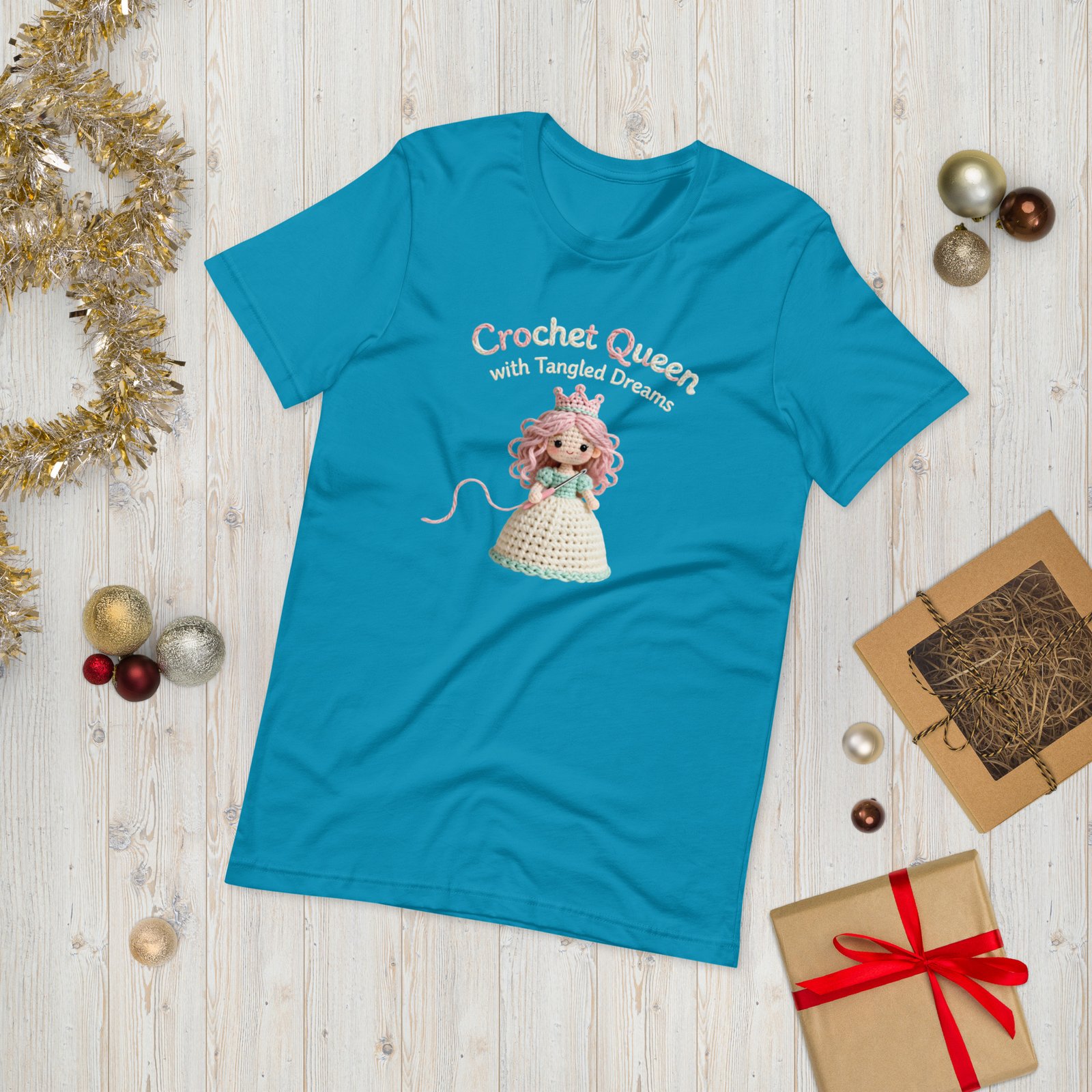 “crochet queen with tangled dreams” – trendy unisex t shirt for the modern yarn royalty “crochet queen with tangled dreams” – trendy unisex t shirt for the modern yarn royalty