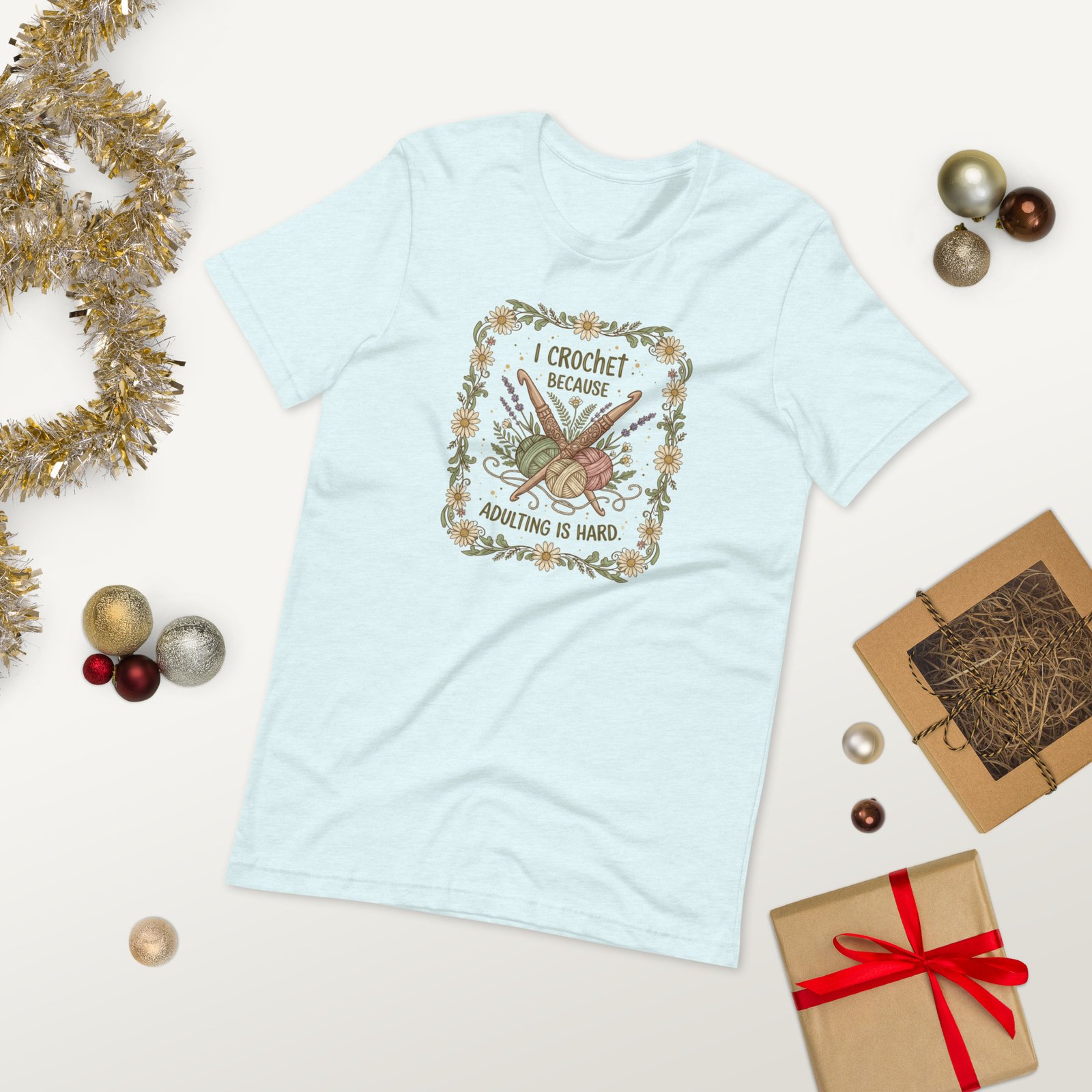 “i crochet because adulting is hard” unisex t shirt – soft pre‑shrunk cotton tee “i crochet because adulting is hard” unisex t shirt – soft pre‑shrunk cotton tee